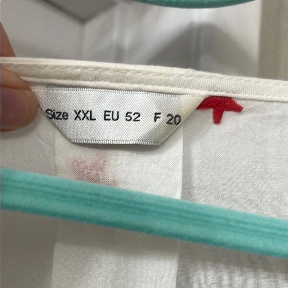 White and Red Long Sleeve Tie Front Blouse - Picture 3 of 12